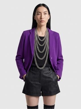 Emporio Armani Purple Textured Single-Button Blazer
